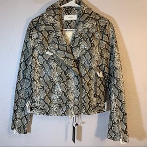 Blank NYC Snake Print Faux-Leather Moto Ja…
